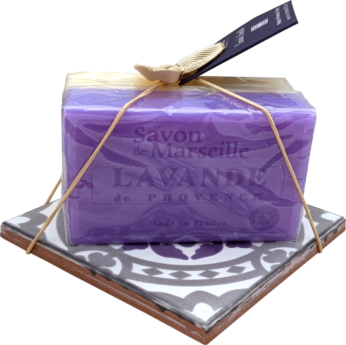 Seifenschale Fliese mit Savon de Marseille "Lavendel & Ziegenmilch"