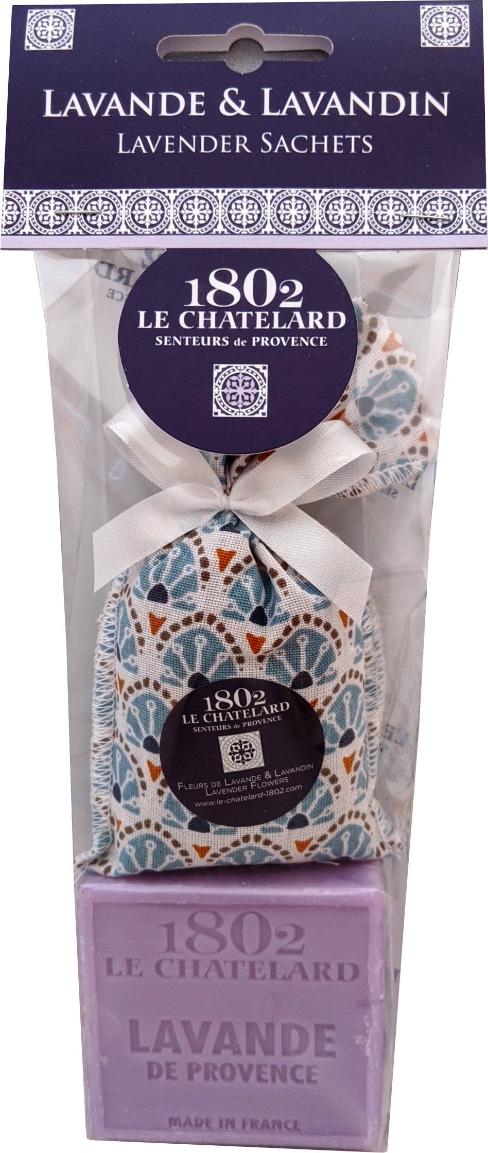 Lavendelsäckchen "Bleu Azur" mit Seife ohne Palmöl "Lavendel", 100 g